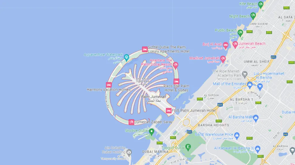 Palm Jumeirah Location